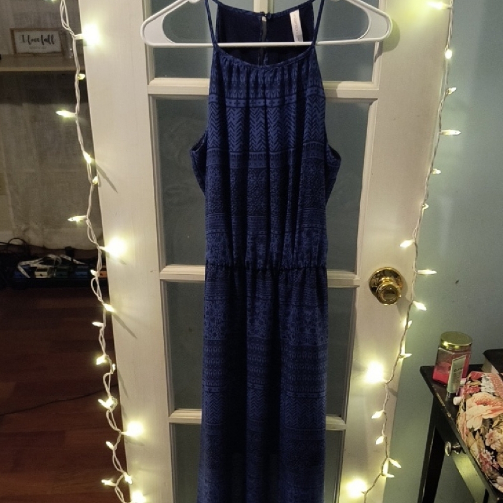 Xhilaration Navy and Black Patterned Dress